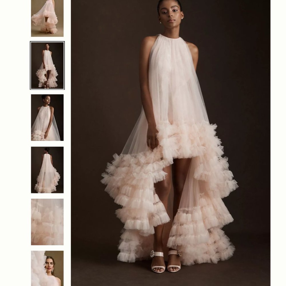 Mac Duggal Juliana High-Low Ruffle-Hem Tulle Tent Gown SOLD OUT Size 2